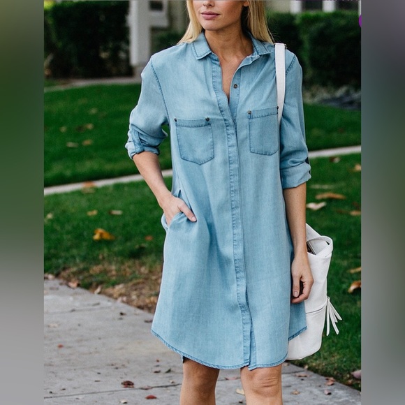Light blue denim shirt dress Sleeveless . m main image 1